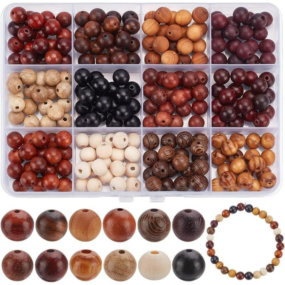 Woodworking Crafts - 240Pcs 12 Colors Wood Round Beads