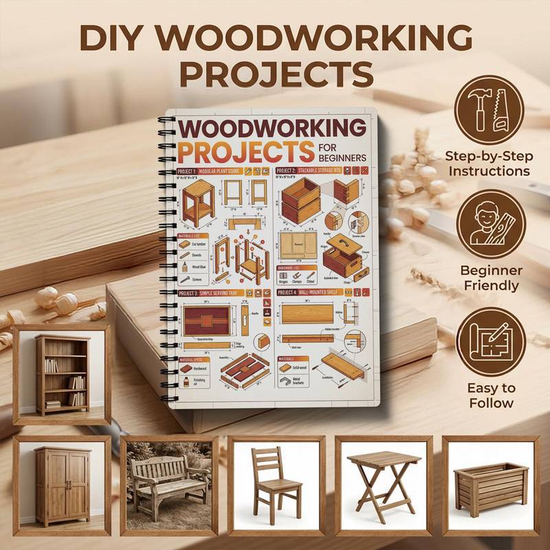 Woodworking Blueprint - 1pcs Spiral Bound Woodworking Projects Book