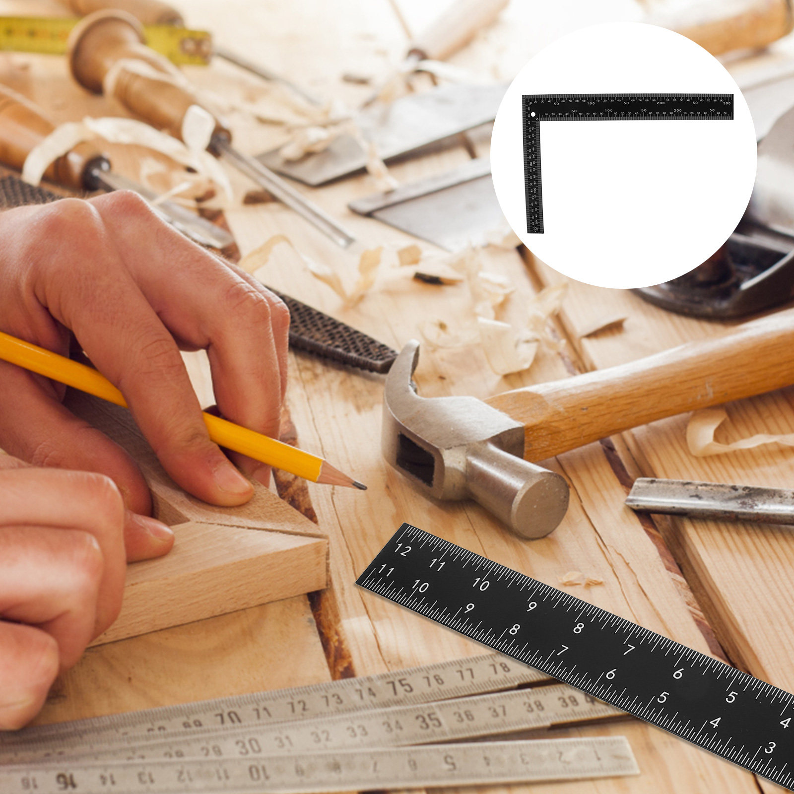 Woodworking Crafts - Black L Ruler Professional Steel Right