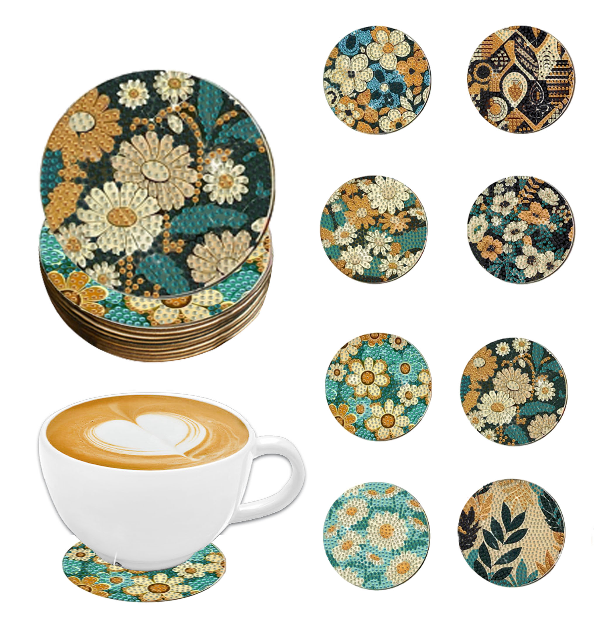Woodworking Crafts - 8 pieces DIY diamond Painting art