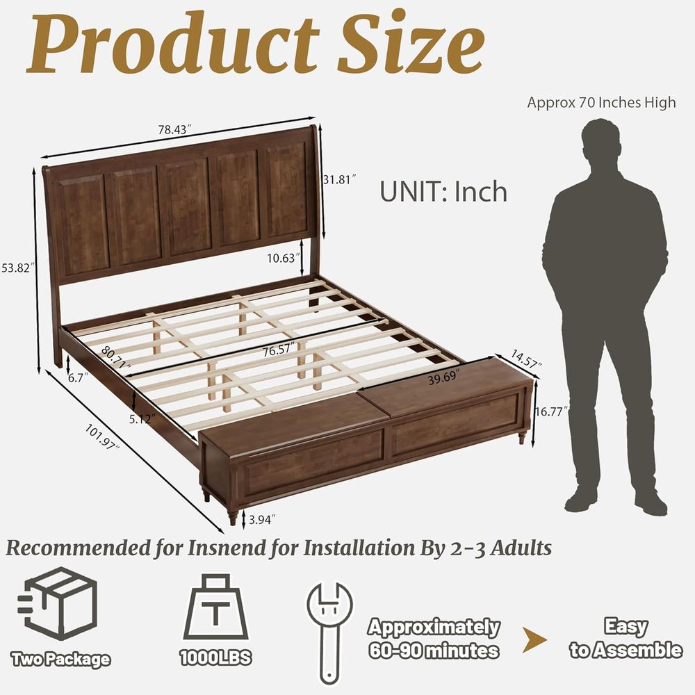 Tall King Size Bed e, armhouse - Woodworking Box บทวิจารณ์และราคา