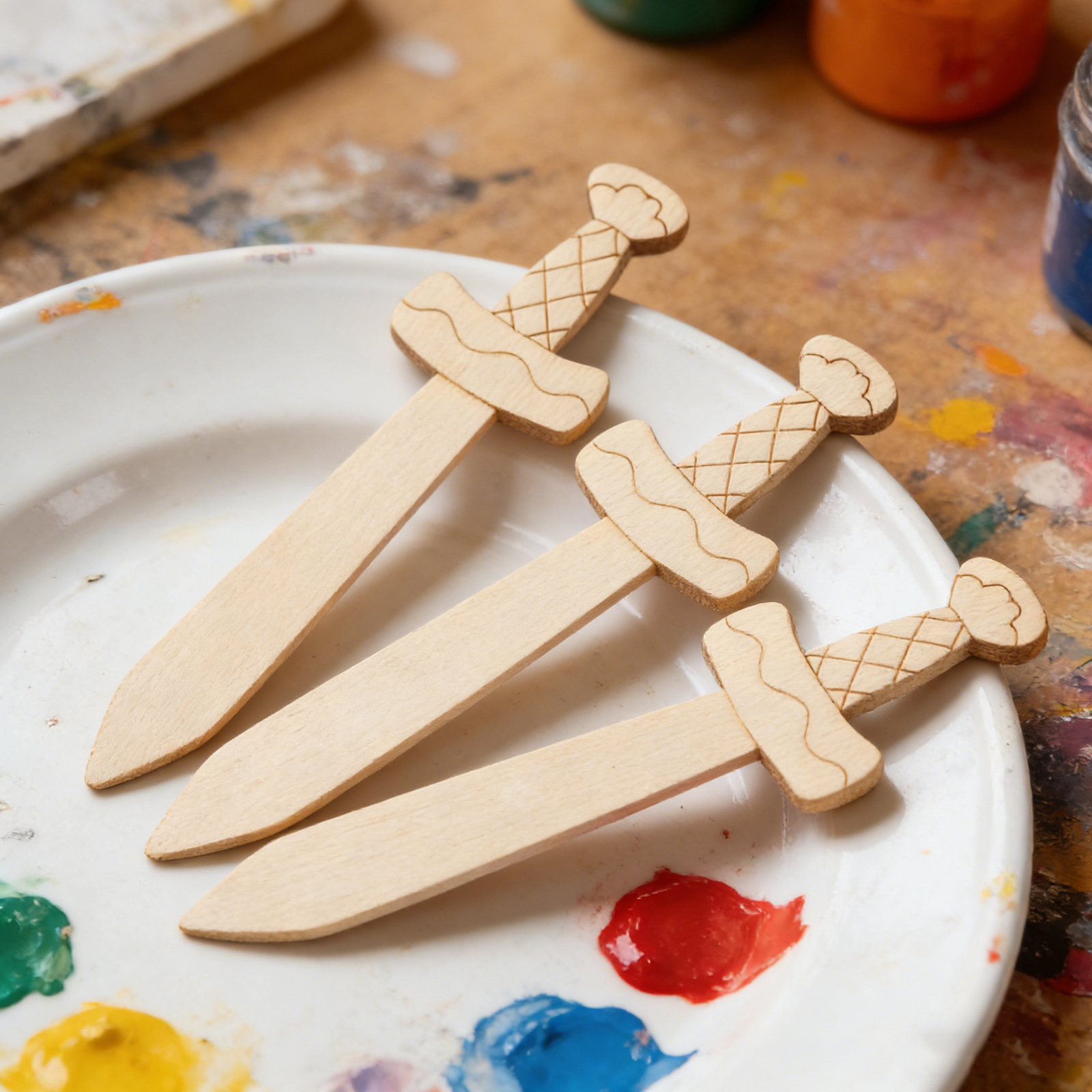 20Pcs Unfinished Wooden Swords - Woodworking Crafts บทวิจารณ์และราคา