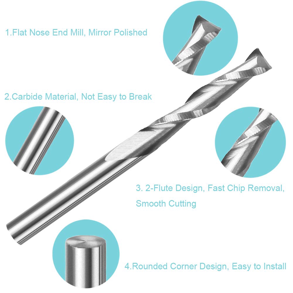 10pcs 3.175 1/8 Shank 2 Flute  - Woodworking Nc บทวิจารณ์และราคา