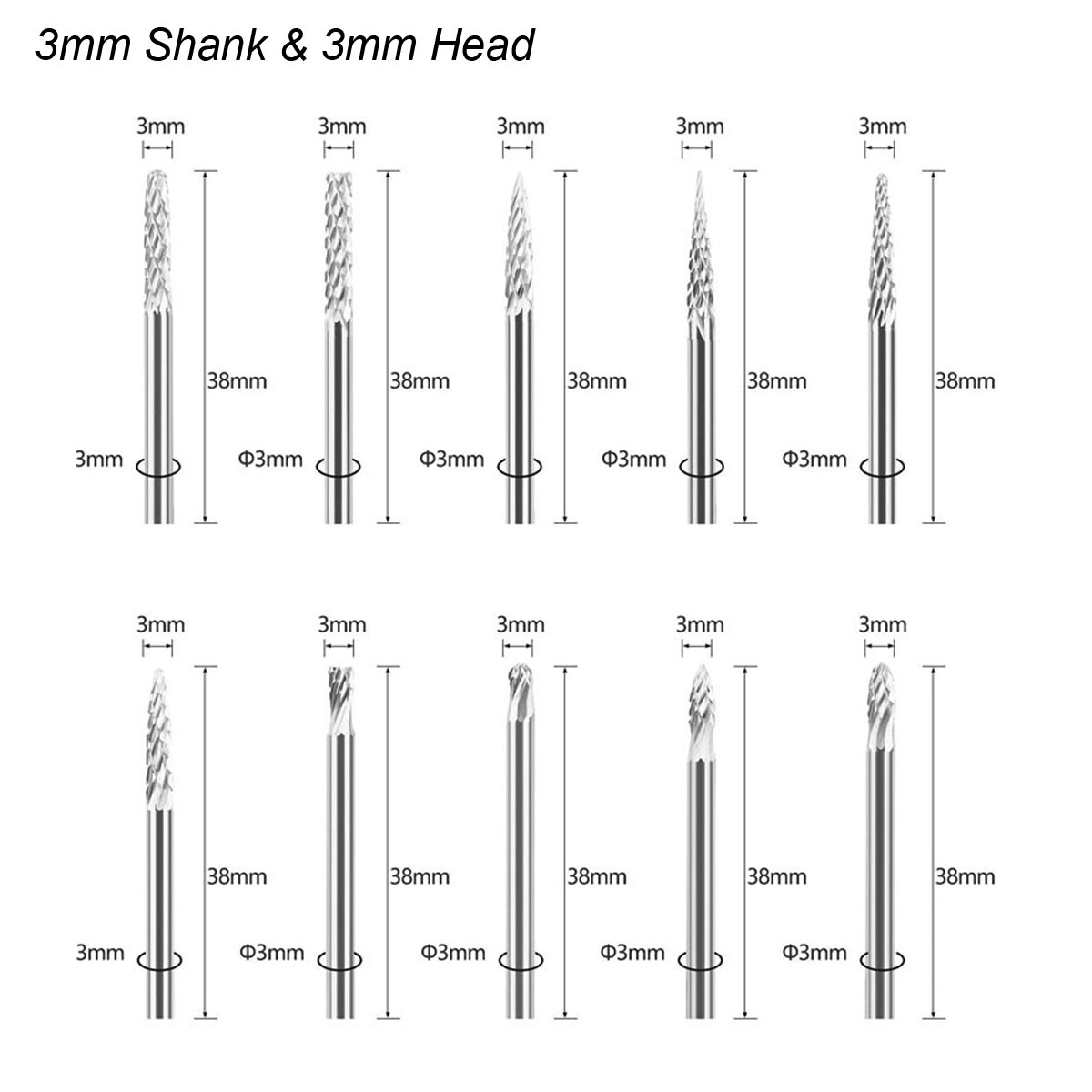 3mm Shank Tungsten Carbide Bur - Woodworking Files And Rasps บทวิจารณ์และราคา