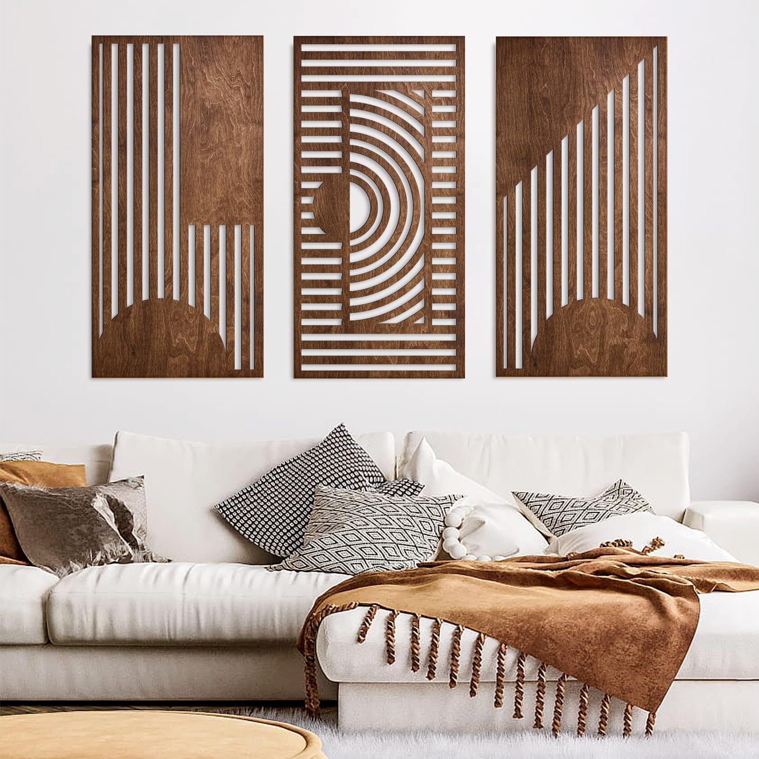 3 Pcs Geometric Wood Wall Art  - Woodworking Crafts บทวิจารณ์และราคา