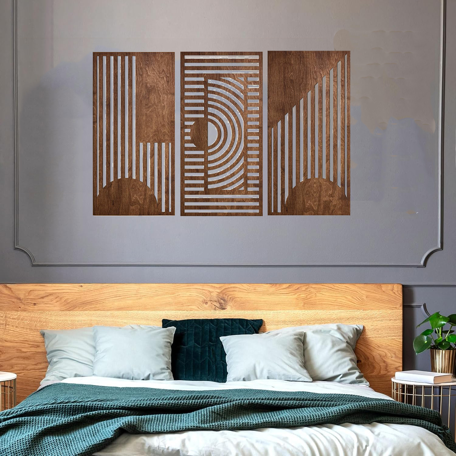 3 Pcs Geometric Wood Wall Art  - Woodworking Crafts บทวิจารณ์และราคา