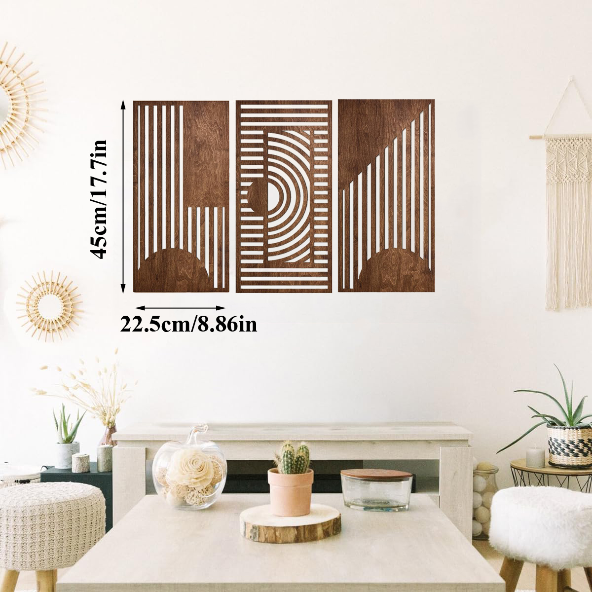 3 Pcs Geometric Wood Wall Art  - Woodworking Crafts บทวิจารณ์และราคา