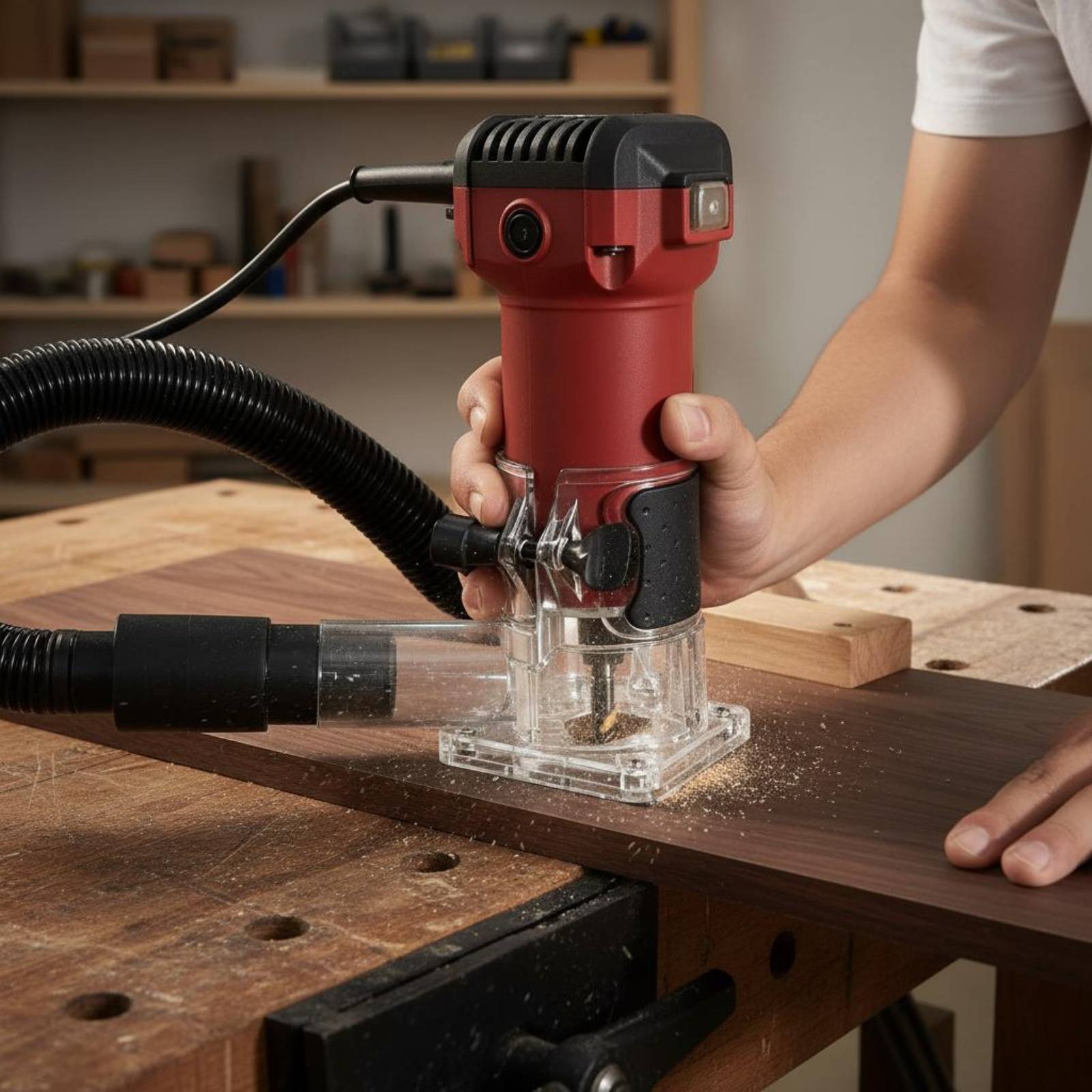Transparent Router Dust Hood W - Vacuum Woodworking บทวิจารณ์และราคา